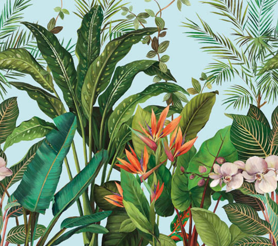 Bird of Paradise Mural Blue