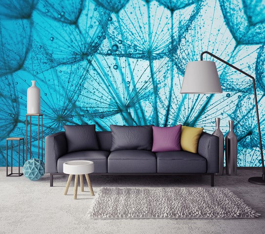 Blue Dandelions - Full Wall Mural