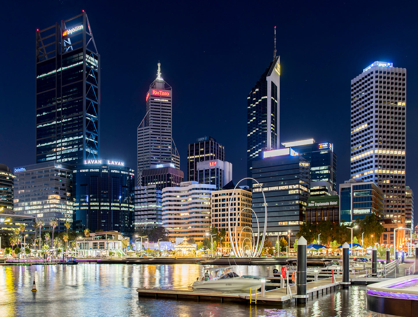 Elizabeth Quay by night - Full Wall Mural