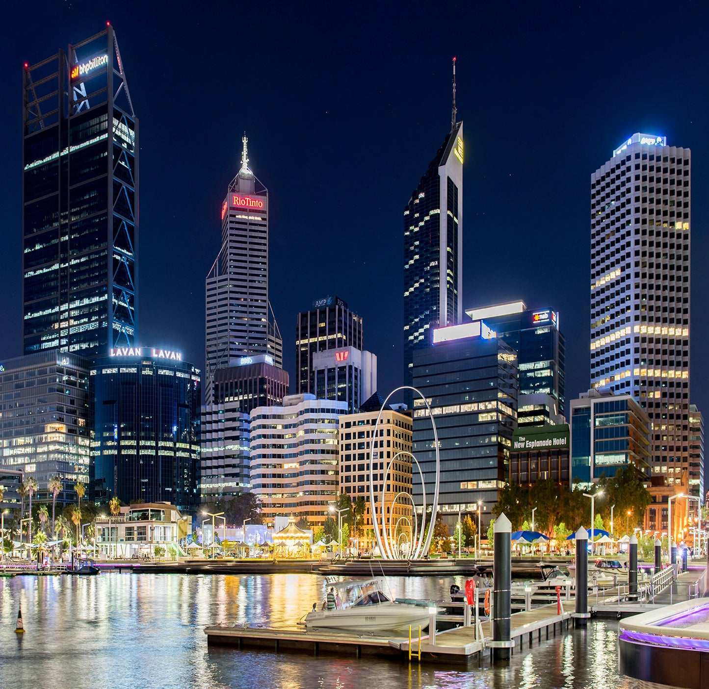 Elizabeth Quay by night - Full Wall Mural
