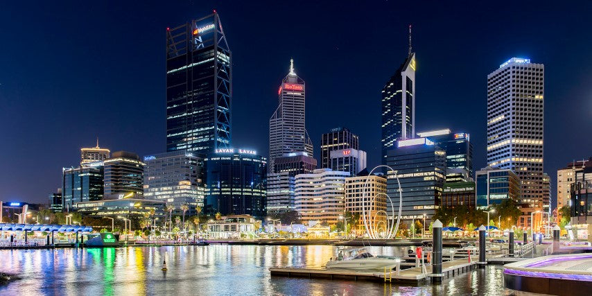 Elizabeth Quay by night - Half Wall Mural