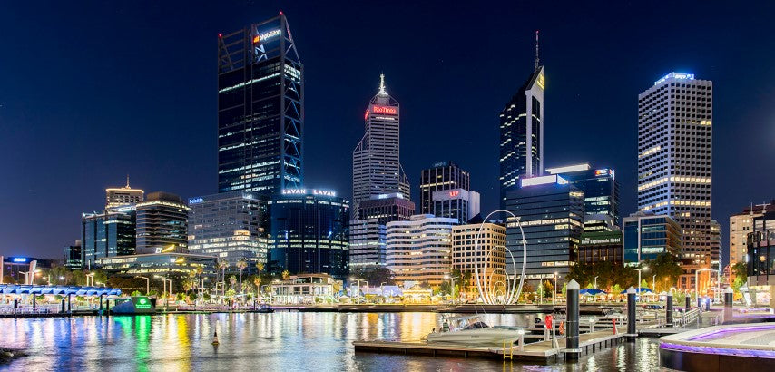 Elizabeth Quay by night - Half Wall Mural