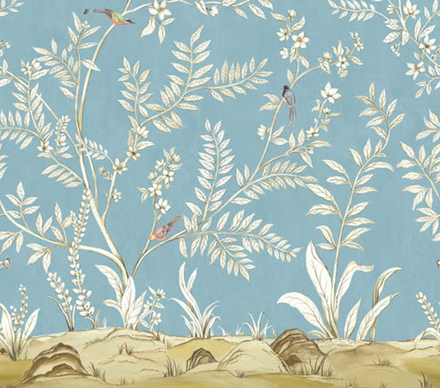 Vining Beauty Mural Blue