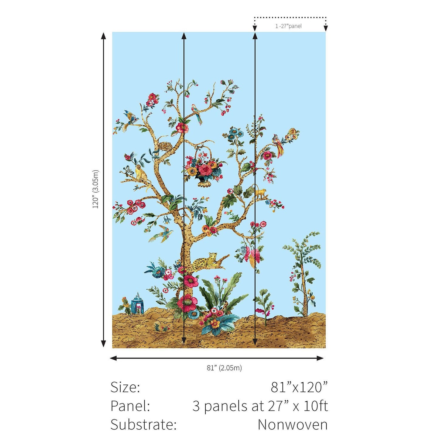 Tanzania Tree of Life Mural - Blue