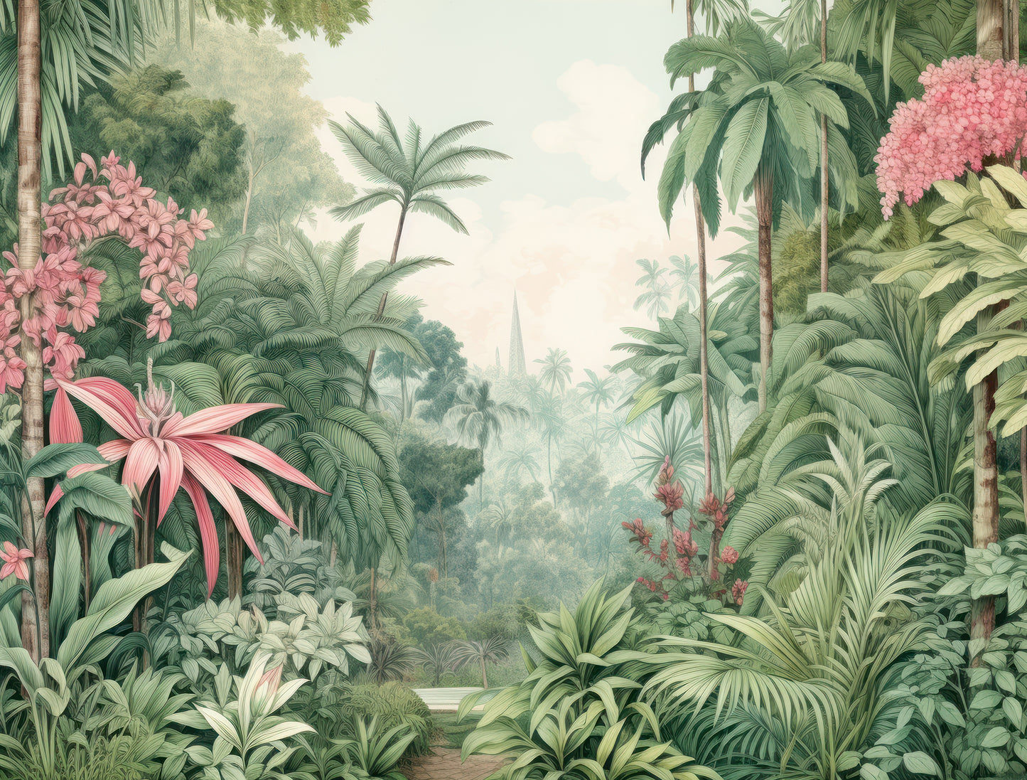 Pink Tropical - Full Wall Mural